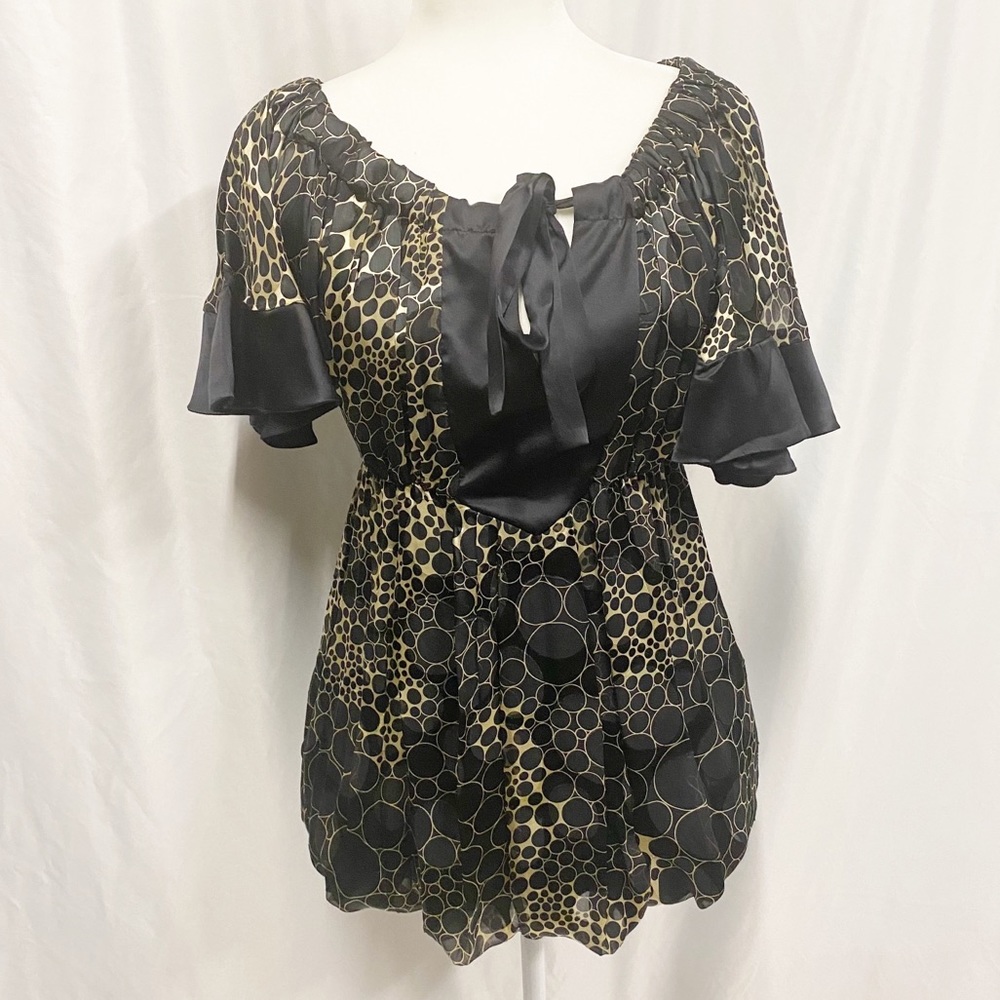 Marisa K Black & Gold Bubble Hem Silk Mini Dress